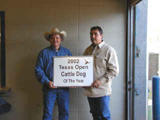 Rudy being recognized as Open Dog of the Year at the 2002 Texas Cattle Dog Finals