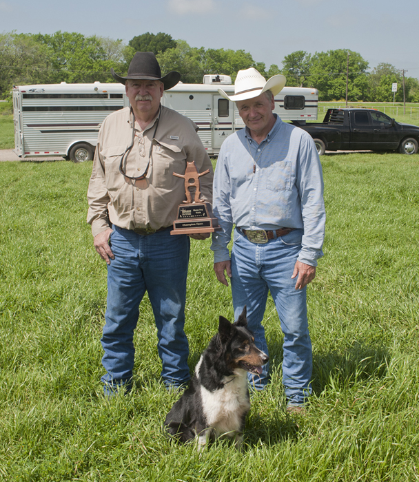 Jiggs and Jimmy Walker after winning the Open Sheepdog Trial at the Star of Texas Fair and Rodeo and the Houston Livestock Show and Rodeo